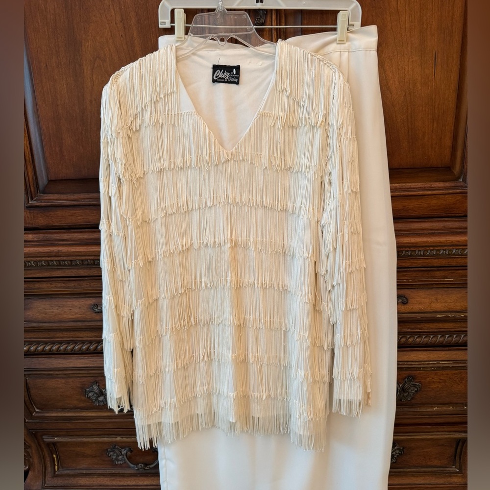 Chic Cream Fringe Ensemble - Vintage